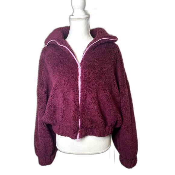 Kimchi Blue UO Snow Bunny Piled Fleece Zip-Up Jacket in Purple Size M NWT! SOFT! - Picture 3 of 6